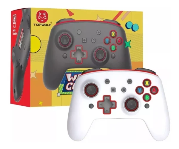 Joystick Inalámbrico con Botones Pro Personalizados Para Nintendo Switch PC IOS Android Blanco y Rojo