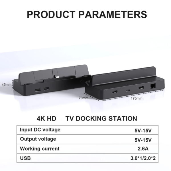 Base Dock con Ethernet de 1000 Mbps Para Switch y Switch OLED
