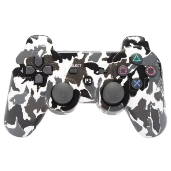 Joystick Inalambrico Compatible Con Ps3 Camuflado Negro Blanco