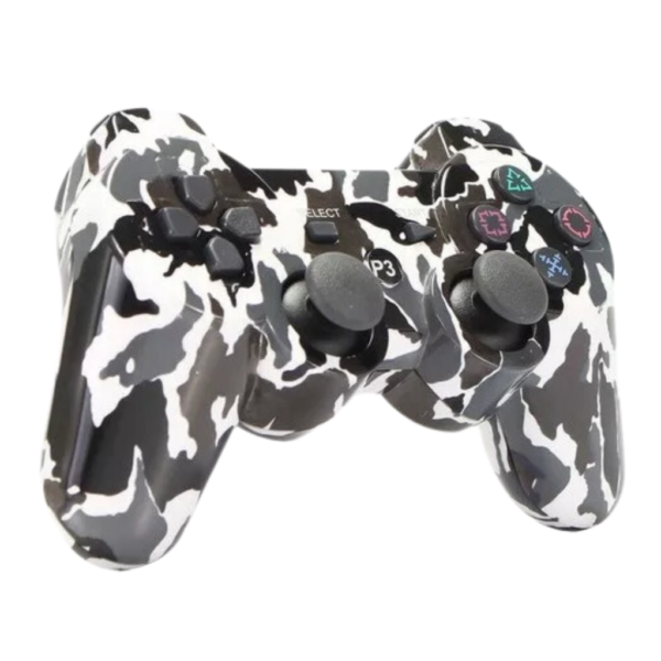 Joystick Inalambrico Compatible Con Ps3 Camuflado Negro Blanco