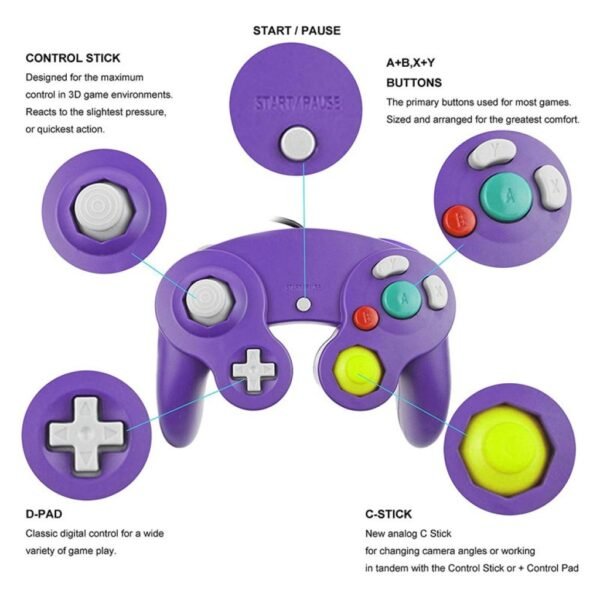 Joystick Control Mando Para Game Cube y Wii Violeta