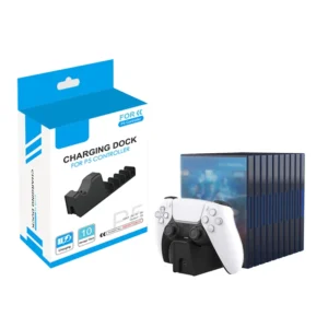 Base de Carga Joystick con Soporte de Juegos para PS5 Negra