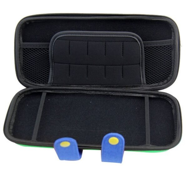 Funda estuche transporte protectora rigida para Nintendo Switch atuendo azul y verde