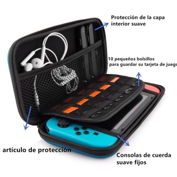 Funda estuche transporte protectora rigida para Nintendo Switch atuendo azul y negro