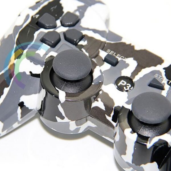 Joystick Inalambrico Compatible Con Ps3 Camuflado Negro Blanco