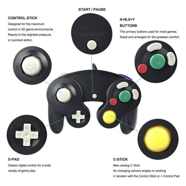 Joystick Control Mando Para Game Cube y Wii Negro
