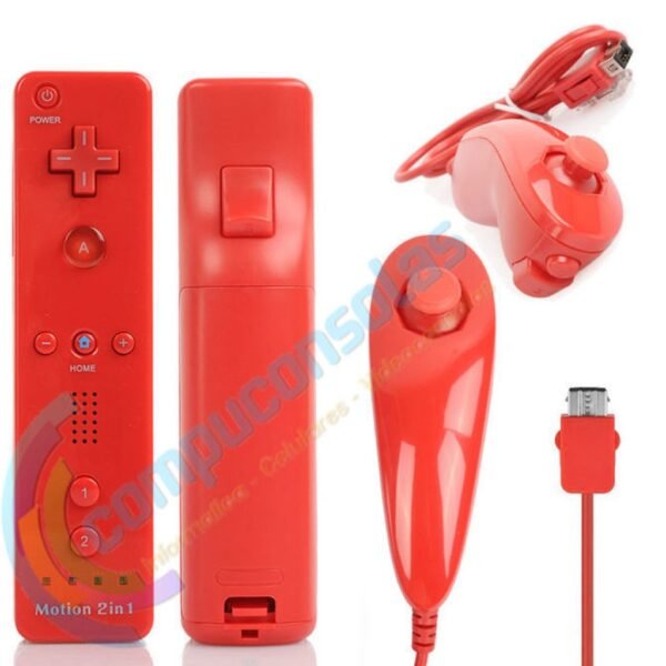 Joystick Compatible Wiimote Con Motion Plus + Nunchuk Rojo