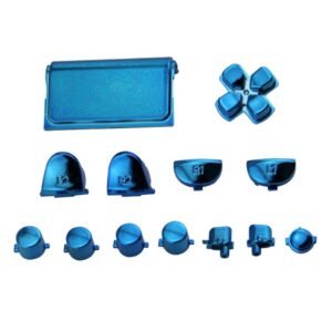 Kit Botones Cromados Joystick Para Ps4 Azul Metalizado 1ra Gen