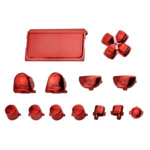 Kit Botones Cromados Joystick Para Ps4 Rojo Metalizado 1ra Gen