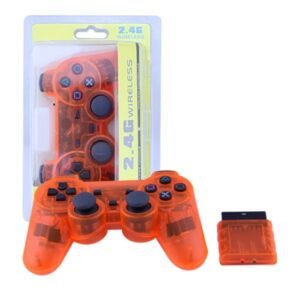 Joystick Inalambrico Para Ps2 Naranja Transparente