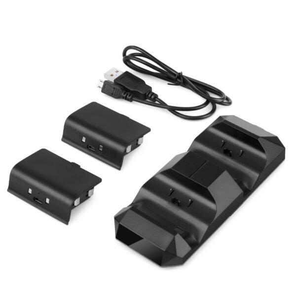 Base de Carga + 2 Baterias de Joystick Para Xbox One S Slim Negra