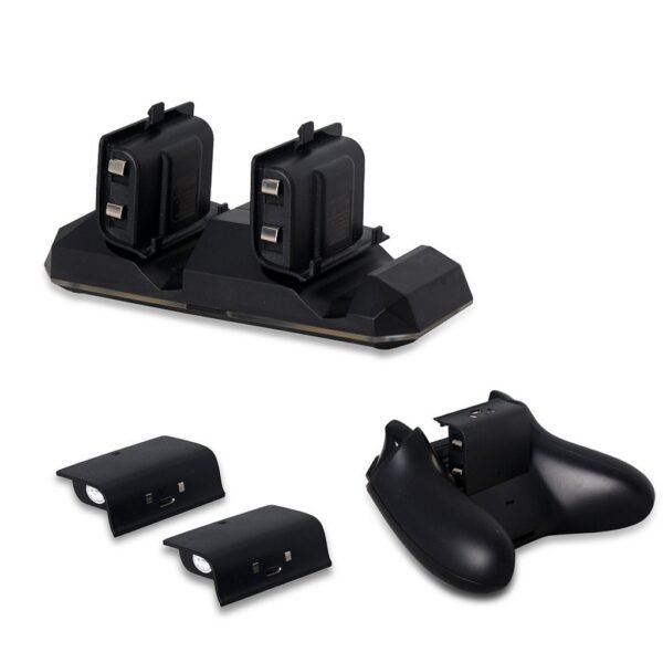 Base de Carga + 2 Baterias de Joystick Para Xbox One S Slim Negra