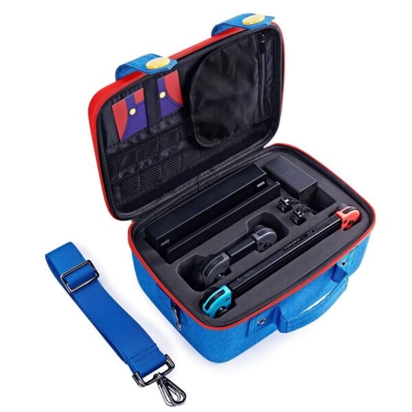 Maleta de transporte rigida grande para Nintendo Switch azul y rojo