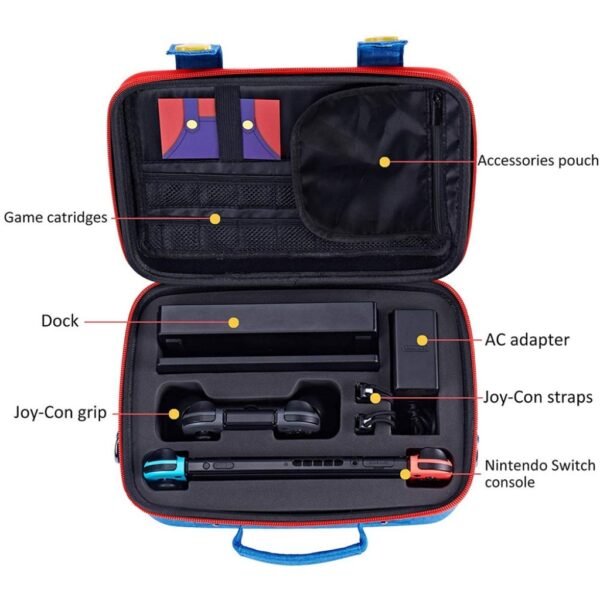 Maleta de transporte rigida grande para Nintendo Switch azul y rojo
