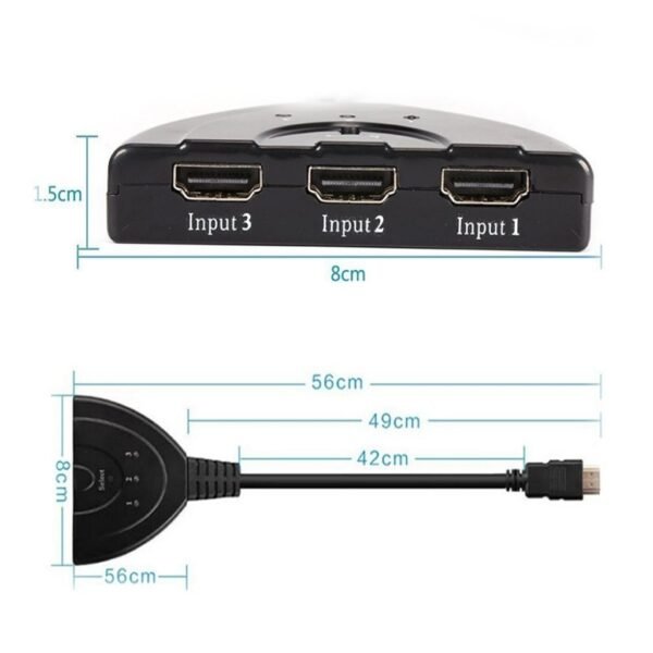 Multiplicador Hdmi 3 Puertos Hd Con Selector Inteligente Automatico