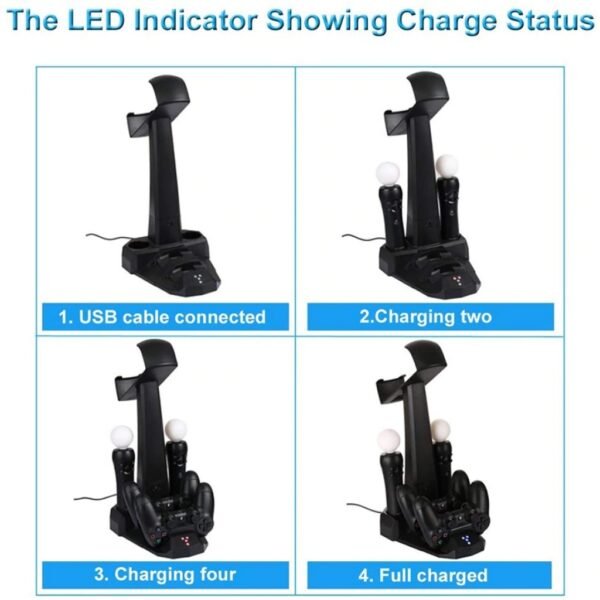 Soporte Vertical y Carga Joystick Move para Ps4 Psvr 5 En 1