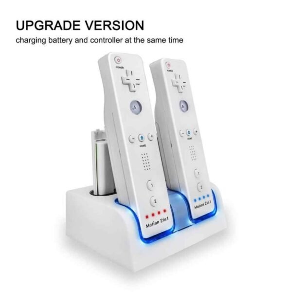 Base Carga Cuadruple + 4 Baterias Para Wiimote Wii Blanca