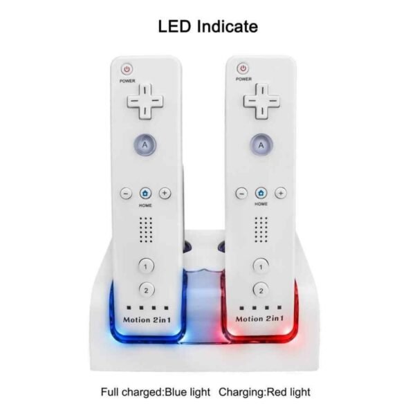 Base Carga Cuadruple + 4 Baterias Para Wiimote Wii Blanca
