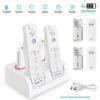 Base Carga Cuadruple + 4 Baterias Para Wiimote Wii Blanca