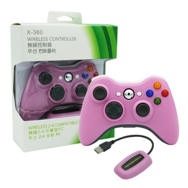 productos34_13885.jpg Joystick Inalambrico + Receptor Usb Compatible Para Xbox360 y Pc Rosa