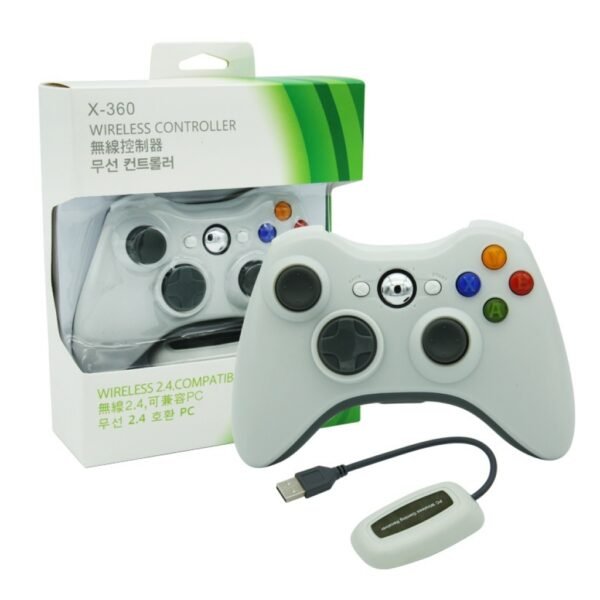 Joystick Inalambrico + Receptor Usb Compatible Para Xbox360 y Pc Blanco