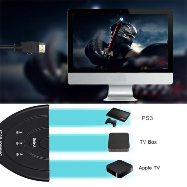 Multiplicador Hdmi 3 Puertos Hd Con Selector Inteligente Automatico