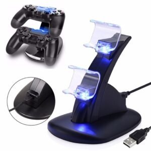 Base Cargador Dual Joystick Control Mando Para Ps4 Negra