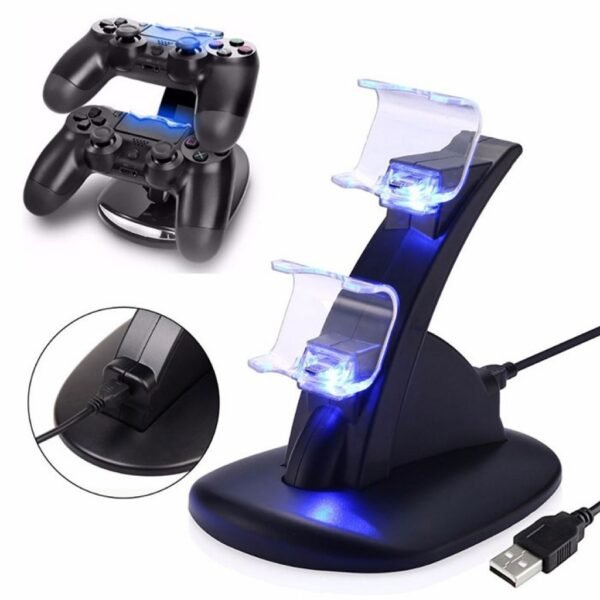 Base Cargador Dual Joystick Control Mando Para Ps4 Negra