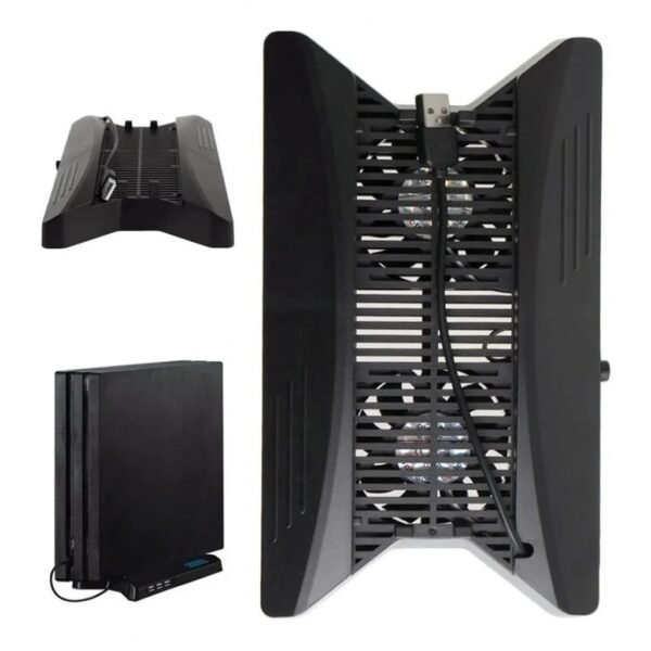 Soporte Doble Fan y Hub Usb 2.0 de 3 Puertos Para Ps4 Pro