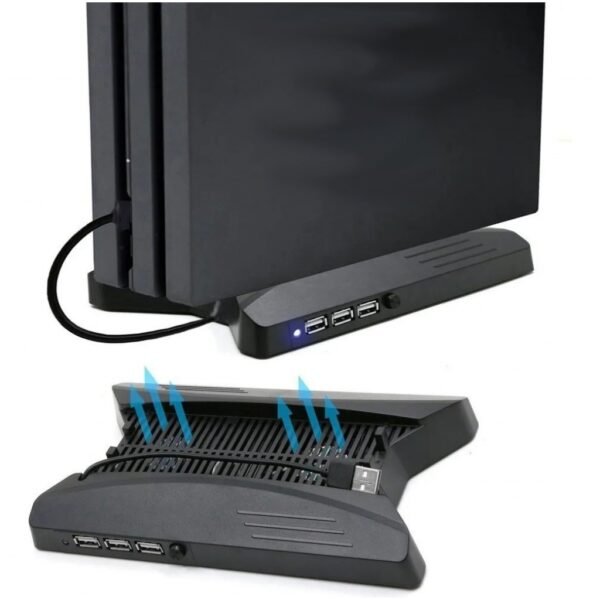 Soporte Doble Fan y Hub Usb 2.0 de 3 Puertos Para Ps4 Pro
