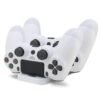 Base Carga Horizontal Doble Joystick Control Mando Para Ps4 Blanca