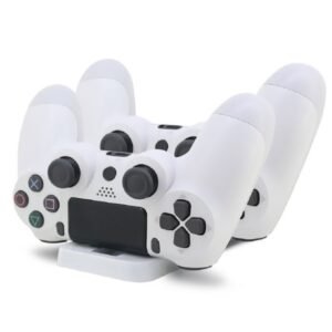 Base Carga Horizontal Doble Joystick Control Mando Para Ps4 Blanca