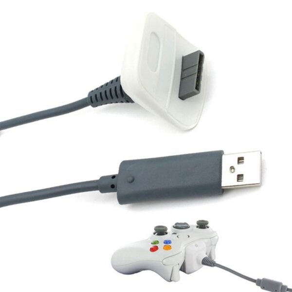 Cable Carga de Bateria Joystick Con Led Indicador Para Xbox 360 Blanco