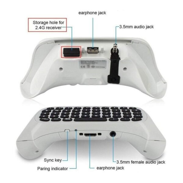 Chatpad Teclado Inalambrico de Joystick Para Xbox One S Slim y Series S|X Blanco