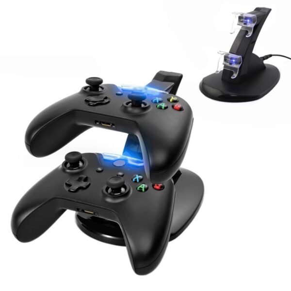 Base Cargador Dual de Joystick Control Mando Para Xbox One Negro