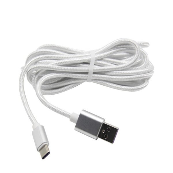 Cable de Carga Usb-c 3 Metros Reforzado Para Joystick Ps5 Blanco