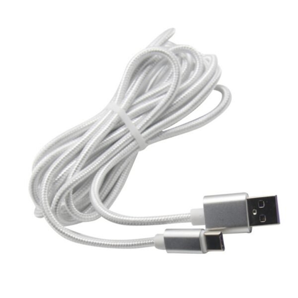 Cable de Carga Usb-c 3 Metros Reforzado Para Joystick Ps5 Blanco