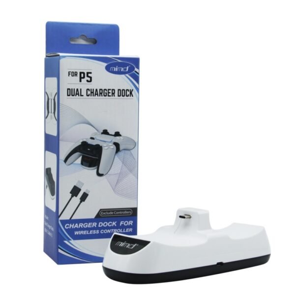 Base Carga Horizontal Dual de Joystick Control Mando Para Ps5 Blanco
