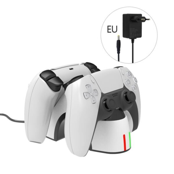 Base de Carga Dual Por Puerto Inferior Del Joystick Para Ps5 + Fuente