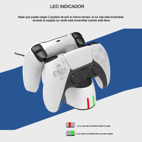 Base de Carga Dual Por Puerto Inferior Del Joystick Para Ps5 + Fuente