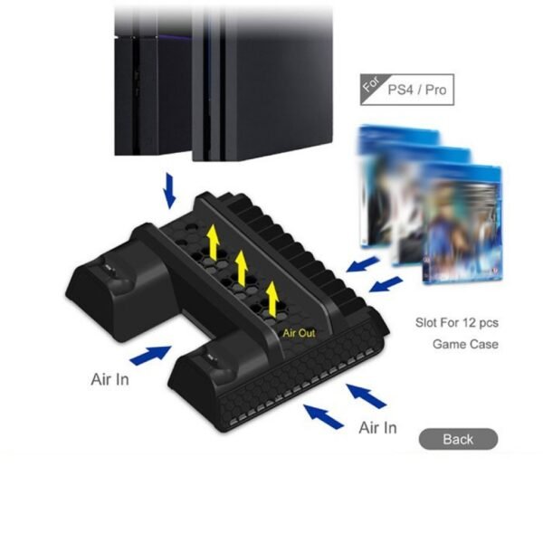 Base Carga Ventilacion y Soporte Juegos Para Ps4 Slim Pro V3