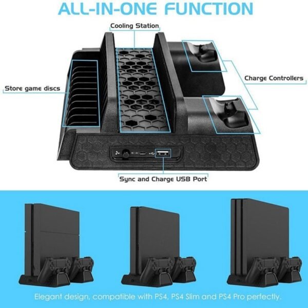 Base Carga Ventilacion y Soporte Juegos Para Ps4 Slim Pro V3