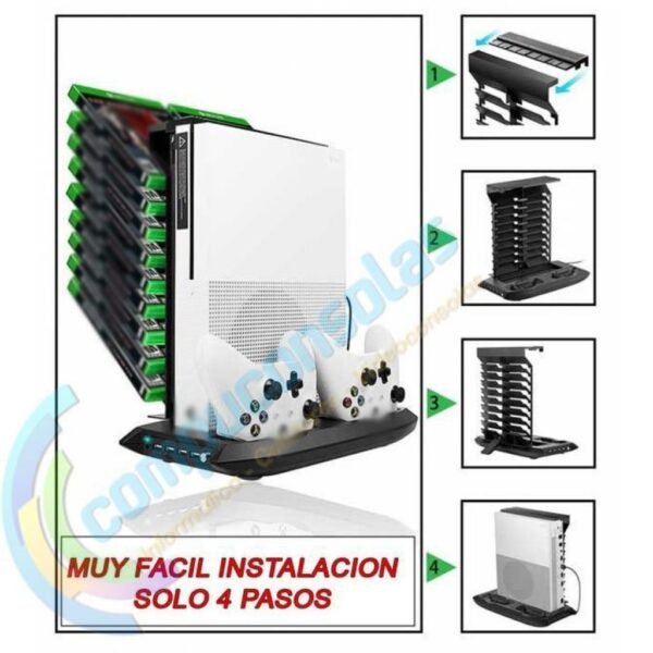 Base Ventilacion Carga Dual de Controles Hub Usb y Soporte de Juegos Para Xbox One Slim