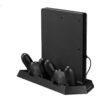 Base Soporte Vertical Doble Fan y  Carga Controles Para Ps4 Fat y Slim