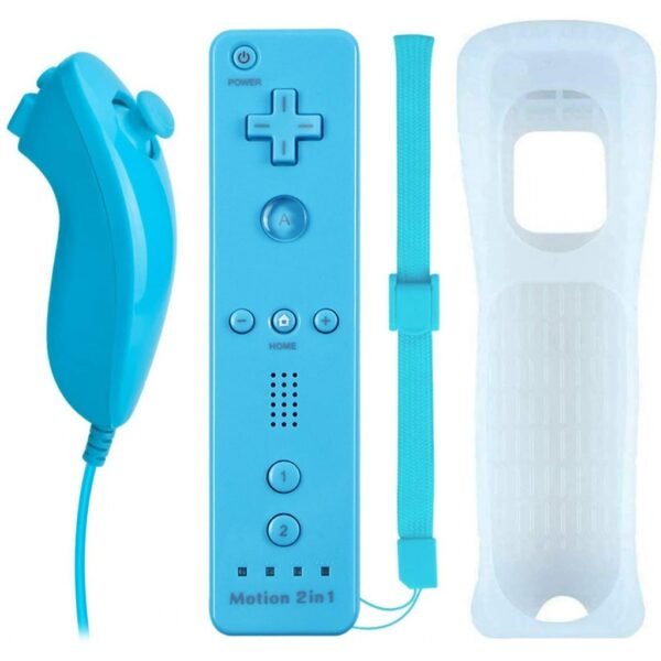 Joystick Compatible Wiimote Con Motion Plus + Nunchuk Celeste