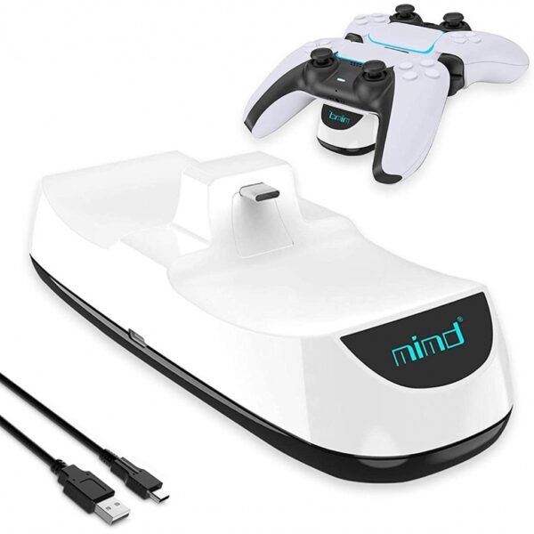 Base Carga Horizontal Dual de Joystick Control Mando Para Ps5 Blanco