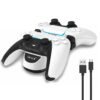 Base Carga Horizontal Dual de Joystick Control Mando Para Ps5 Blanco