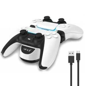Base Carga Horizontal Dual de Joystick Control Mando Para Ps5 Blanco