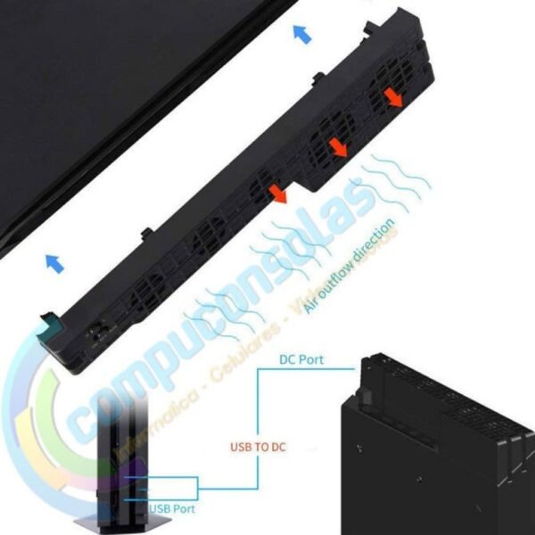 Ventilador Externo de 5 Fan Automatico y Control Velocidad para Ps4 Pro