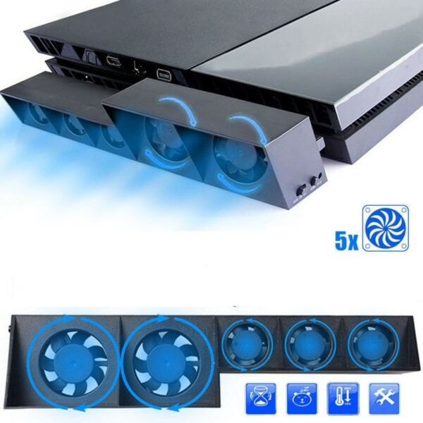 Ventilador Externo de 5 Fan Automatico y Control Velocidad para Ps4 Pro
